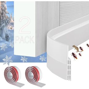 2 Packs Door Draft Stoppers for Bottom of Door, Under Door Gap Filler for Exterior & Interior Doors, Weather Stripping Door Seal for Blocker Noise Cold/Hot Air Insulation (White, 39inch)
