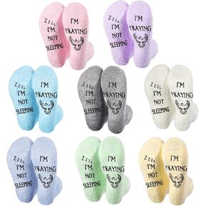 8 Pairs Christian Faith Socks Praying Fuzzy Funny Religious Gifts Bulk, I'm Not Sleeping, I'm Praying Novelty Jesus Socks for Adults Men Women Appreciation Religious Gifts, 8 Colors