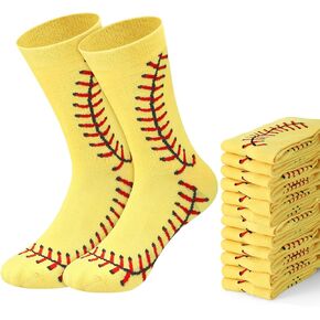 SHIHANEE 12 PAIRS Baseball Socks Bulk for Women Novelty Softball Crew Socks for Baseball Softball Players Gifts