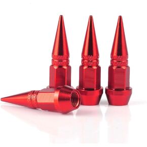 45mm Spiked Aluminum Stem Valve Caps,4PCS Dustproof Tire Wheel Stem Caps for Cars,SUVs,Trucks Bicycles and Motorcycles(Red)