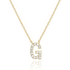 PAVOI 14K White Gold Plated Cubic Zirconia Initial Necklace | Letter Dainty Necklaces for Women