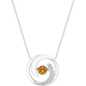 Boston Bay Diamonds 925 Sterling Silver Dancing Gemstone Gemstone & Diamond Swirl Circle Necklace على 20 "سلسلة كابل قابل للتعديل