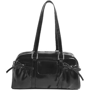 Tote Bag for Women with Bow - Vintage Y2K Faux Leather Shoulder Bag, Multi-Way Carry Purse for Everyday Use