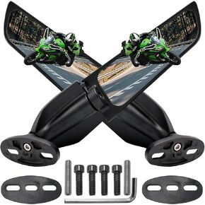 Racing Motorcycle Rear View Mirrors, Large Size Wide Angle 360°Rotating Stealth Mirrors Fit for Kawasaki Ninja 300 400 650 ZX6R Honda CBR300R CBR500R CBR600RR CBR1000RR Yamaha R15 R25 YZF600R, Ducati