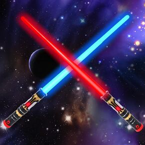 2 Pack Light Up Saber for Kids, Light Up Sword Fx Sound Telescopic Handle for Galaxy War Fighter Warriors Halloween Christmas Birthday