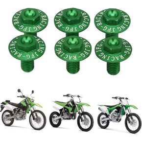 AnXin 6 Pcs CNC Green Fork Guard Bolts Screw for KX80 KX85 KX125 KX250 KX250F KX450F KLX450 KLX300R KLX450R KLX150BF KLX250/D-TRACKER RMZ250 250SB BETA RR2T 125-300 RR4T 350-500 Motorcycle
