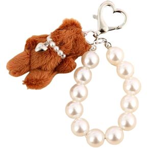 Fuqimanman2020 جميل Bear Bear Rabbit Plush المحشو بسلسلة المفاتيح ، بيرل أفخم مفاتيح ، إكسسوارات الديكور لمحفظة حقيبة الظهر