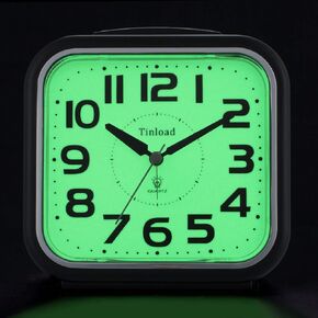 5.5" Extra Large Analog Alarm Clock Silent Non Ticking, Glow in Dark dial, Gentle Wake, Beep Sounds, Increasing Volume, Battery Operated Snooze and Manual Light, Easy Set (Best for Elder)
