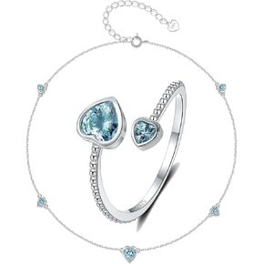 925 sterling Silver March Ringstone Ring و Antains for Women & Girls
