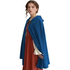 Medieval Hooded Cloak Renaissance Cape with Metal Loop Clasp for Men Women Hobbit Halloween Costume