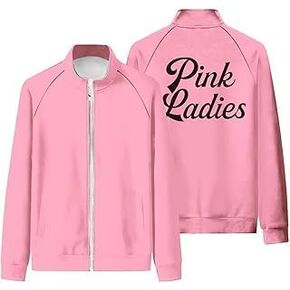 Women Pink Jacket Ladies Costume Grease Zipper Jacket Rydell School Sweatshirt Hoodie
