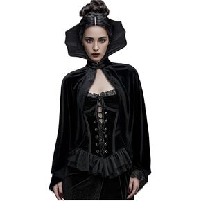 Joukavor Short Vampire Cape Velvet مع طوق ستاندوب للنساء تأثيري