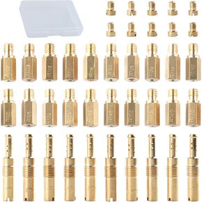 40PCS Carburetor Main Jet Plot Pilot Kit ، تشمل 30pcs طائرة رئيسية و 10 مساءً طائرة طيار بطيئة لـ PWK CVK OKO PE CRAB ، استبدل #SCL-2018090002-ZH-T-01/02 SCL-2018090001/03-ZH-T-01