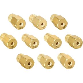 10pcs Carburetor Hex Type Main Jet Compatible with MI-KUNI VM/TM/TMX Carburetor Replaces 200 210 220 230 240 250 260 270 280 290 Brass Jet Kit (200-290)