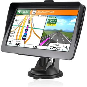 GPS Navigator للسيارة، أحدث خريطة 2024، شاشة HD 7 بوصات، 16 جيجابايت 256 ميجابايت، ملاحة عبر الأقمار الصناعية مع واقي من الشمس، توجيه صوتي حقيقي ذكي عبر نظام تحديد المواقع العالمي (GPS)، يوفر تحديثات حية للخريطة مدى الحياة