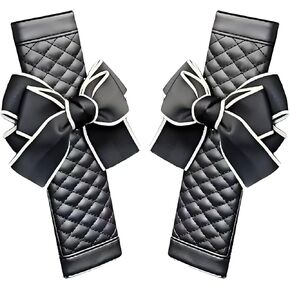Cute Bow Soft Leather Car Seat Belt Cover & Shoulder Pad Set – Drive in Comfort, Fits All Vehicles and Backpacks