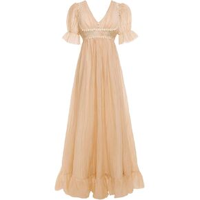 Regency Dresses for Women Embroidery Ruffle Empire Waist Victorian Dress