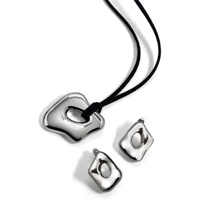 Statement Earrings & Pendant Necklace DeLune Set – Stainless Steel Jewelry for Women with Adjustable Suede Cord – Non-Tarnish, Gift Box