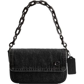 Coach Charter Flap Crossbody Bag 18 in Denim, Washed Black