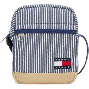 Tommy Jeans Essential Daily Crossbody Bag with Zipper and Adjustable Strap, Hickory Stripe