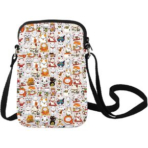 LEVLO Maneki Neko Crossbody Bag Kawaii Cat Lover Gift Lucky CatShoulder Bag Lucky Cat Merchandise