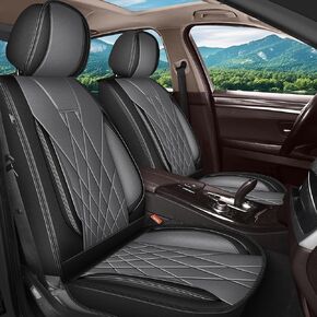 Car Seat Covers Fit for Infiniti Q50 2014-2024 2025 Full Set 5 Seats Faux Leather Waterproof Seat Cover Protector Compatible Airbag Black