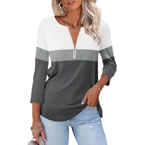 Orandesigne Women's 3/4 طول الأكمام قمم الصيف بلوك بلوك القمصان T chirts غير الرسمية المحملات