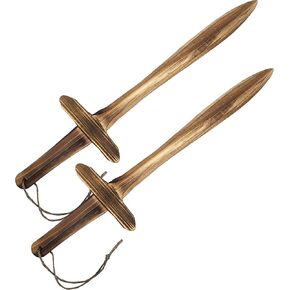 Adventure Awaits! Wooden Toy Pretend Play Sword for Kids | 2 Pack | 16" Burnt Finish for a Rustic Look | Lightweight and Durable for Imaginative Kids | NOT a Weapon | Set of 2