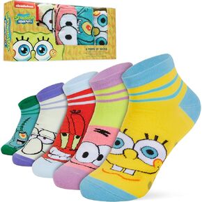 SpongeBob Squarepants Mens Ankle Socks, Soft and Breathable Socks Pack of 5 - Gifts for Him