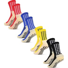 4Pairs Kids Grip Sports Athletic Anti Slip Scacer Socks Boy Girl 8-12 Year