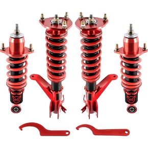 EVIL ENERGY Coilovers Compatible for Honda Civic DX/EX/GX/HX/LX/Si 2000-2006, Height Adjustable Lowering Kit, Twin-Tube Coilovers Suspension Kit for Comfortable Ride, Red ﻿