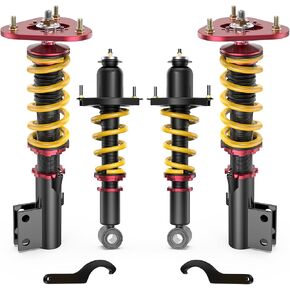 Lowering Coilovers Struts Compatible for 2009-2014 Matrix E140 Compatible for 2009-2017 Toyota Corolla E160 Front Rear Shocks Adjustable Height Suspension Coil Spring Strut Set of 4 Yellow