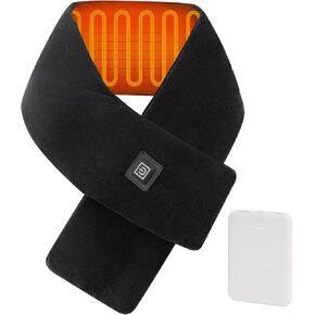 Heated Neck Wrap with 5000 mAh Power Bank, Cordless Heating Pad with Adjustable 3 Heat Settings, Soft Neck Warmer for Pain Relief, Muscle Relaxation, Portable Heated Neck Scarf (Dark)
