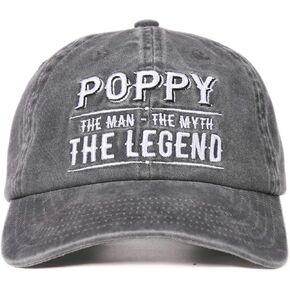 Poppy Gifts Embroidered Cap, Funny Grandpa Gifts for Men, Adjustable Hat Gifts Accessory for Birthday & Christmas Grey
