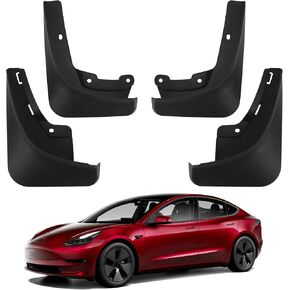 2016-2022 Model 3 for Tesla Mud Flaps Splash Guards Fenders No Holes, No Tape All-Weather Splash Guards, Durable No Ground Cutting(Set of 4)