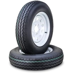 Free Country Trailer Tire Wheel Assembly ST205/75D15 6-Ply C 101L 5 Lug on 4.5" PCD White Mod Wheel, SET 2