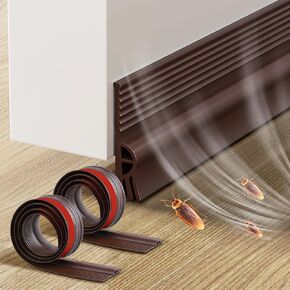2PCS Door Draft Stopper for Bottom of Door, Door Draft Blocker, Cold Insulation & Noise Blocker, Weather Stripping Door Seal, Windproof, Insect Proof, Exterior & Interior Door Sweep (78inch, Brown)