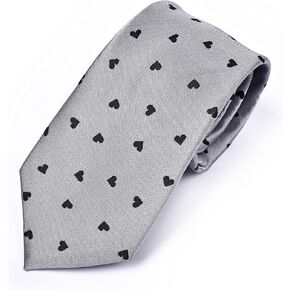 Men's Valentine's Day Necktie - Heart Necktie - Grey & Black Heart Necktie - Valentine's day Tie for Men -Cardiologist Necktie