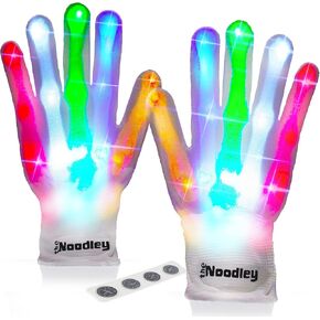 The Noodley Flashing LED Light Gloves Kid Size Flashing Toy Stocking Stuffers Christmas Birthday Fun Stuff Gift Girls Boys