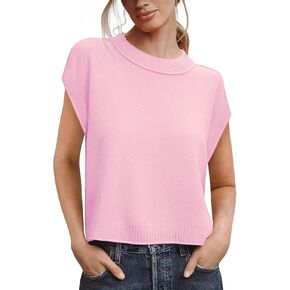 Saodimallsu Womens Cap Sleeve سترة سترة طاقم الرقبة عارضة فضفاضة متماسكة الصيف خفيفة الوزن سلك قمم الخزان
