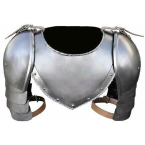Gorget and Shoulder Pauldrons Set, Mild Steel Gorget and Shoulder Pauldrons, Large Size Arming Wear, LARP Armor Set