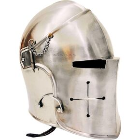 ALADEAN Medieval Barbuta Visored Warrior Helmet - Knight Armory 18g Mild Steel Armour Helmet LARP Cosplay Costume Halloween Props