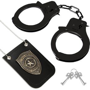 الأصفاد مع مجموعة أزياء ضابط شرطة شارة Keys ، تظاهر شرطة الهالوين بالملحق الملحق (Astract - A)