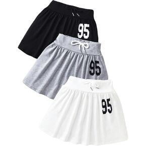 Girl's 3 Packs Number Print Ruffle Tennis Skirt High Waisted Casual Mini Athletic Skirts