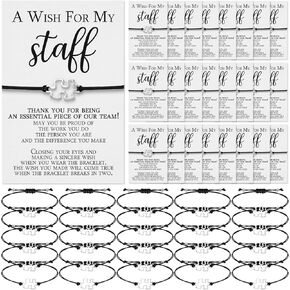 Staff Employee Appreciation Gifts Team Puzzle Piece Bracelet Bulk with Thank You Postcard A Wish for My Staff Inspirational Favors Ideal for Teachers, Coworkers, Students