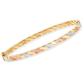Ross-Simons Italian 18kt Tri Tri Colored Gold Twisted Bangle Bracelet