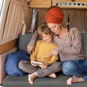 وسادة RV Dinette Coushion تمتد Jacquard Camper Cushion slipcover استبدال الأريكة مقعد الأريكة قابلة للغسل غطاء أريكة Loveseat لمقعد Camper 1 مسند الظهر ومقعد ، رمادي ، رمادي