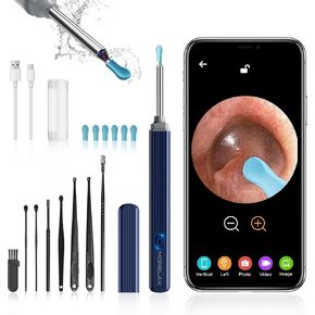 Ear Wax Removal with 8 Pcs Ear Set - Ear Canal Cleaner with 1080P Camera - Ear Cleaning Kit with 6 Ear Scoops - Ear Wax Cleaner with Camera-Otoscope Ear Pick Tool for iOS & Android