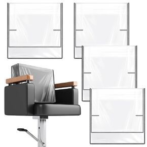 Hoolerry 4 Pcs Black Edge Salon Chair Cover Clear Plastic Square Hairdressing Back Protectors for Fits Most Standard Back Reinforced Precision Stitched Covers to Prevent Damage Spa/Salon Chairs
