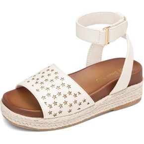 DREAM PAIRS Girls Platform Wedge Open Toe Espadrille Sandals with Buckle Ankle Strap for Little Kid/Big Kid
